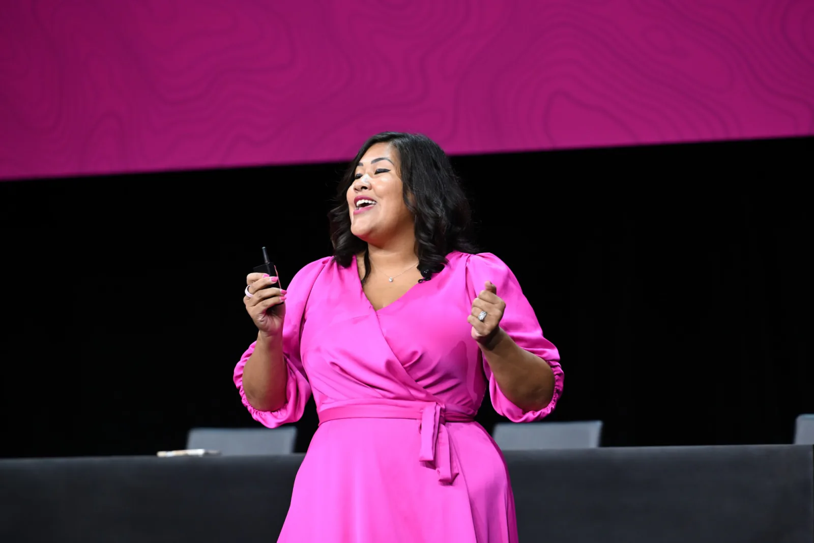 Flor De Maria McNally speaking on stage